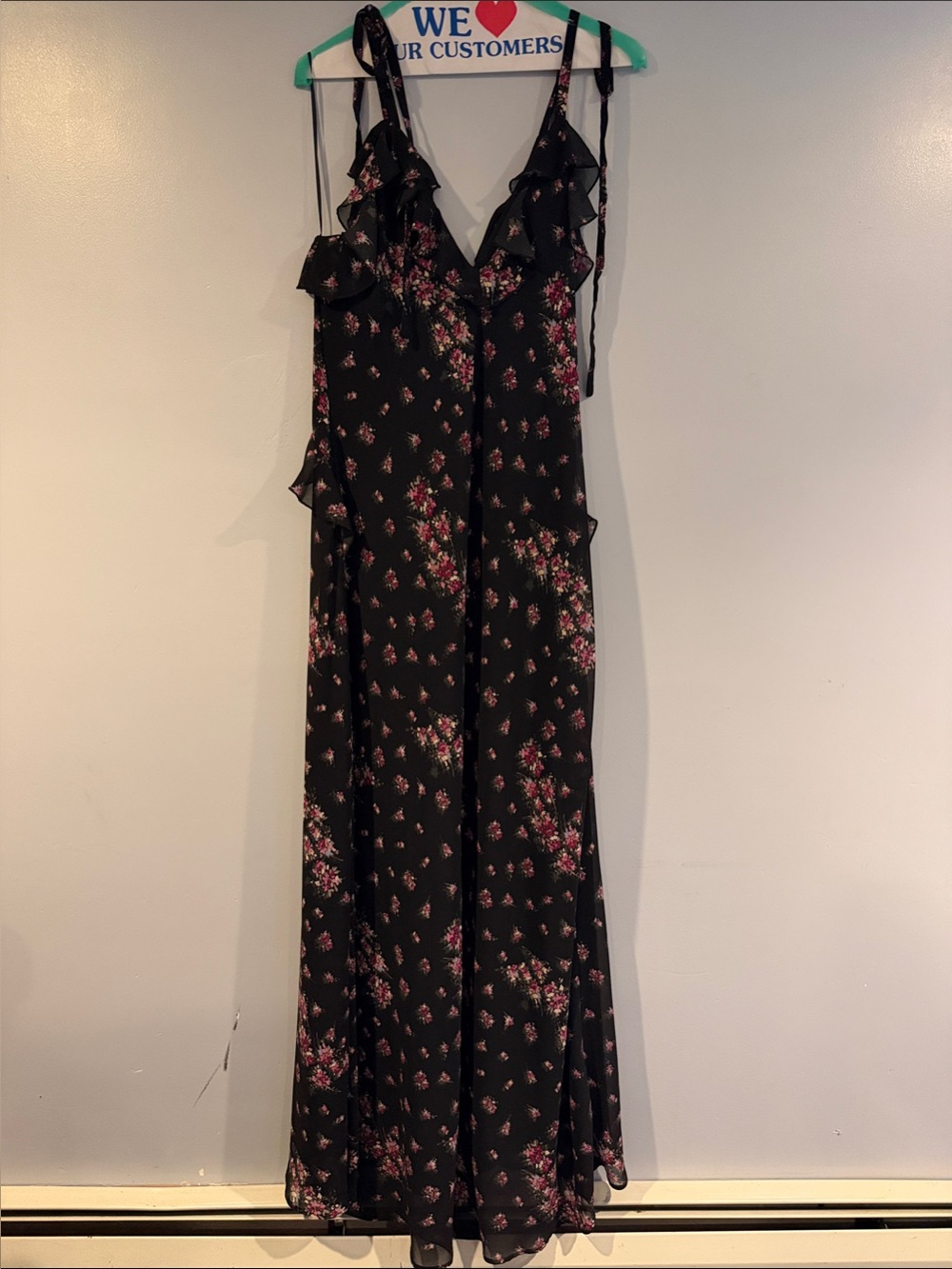 Steve Madden Black Maxi Dress with Pink Floral Print